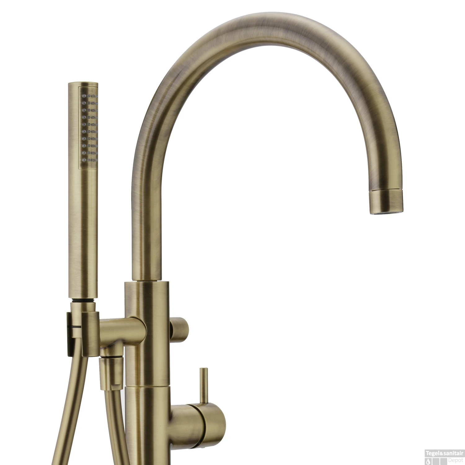 Vrijstaande Badkraan Salenzi Giro Gegalvaniseerd Geborsteld Messing Goud 4 Vrijstaande Badkraan Salenzi Giro Gegalvaniseerd Geborsteld Messing Goud - Afbeelding 2