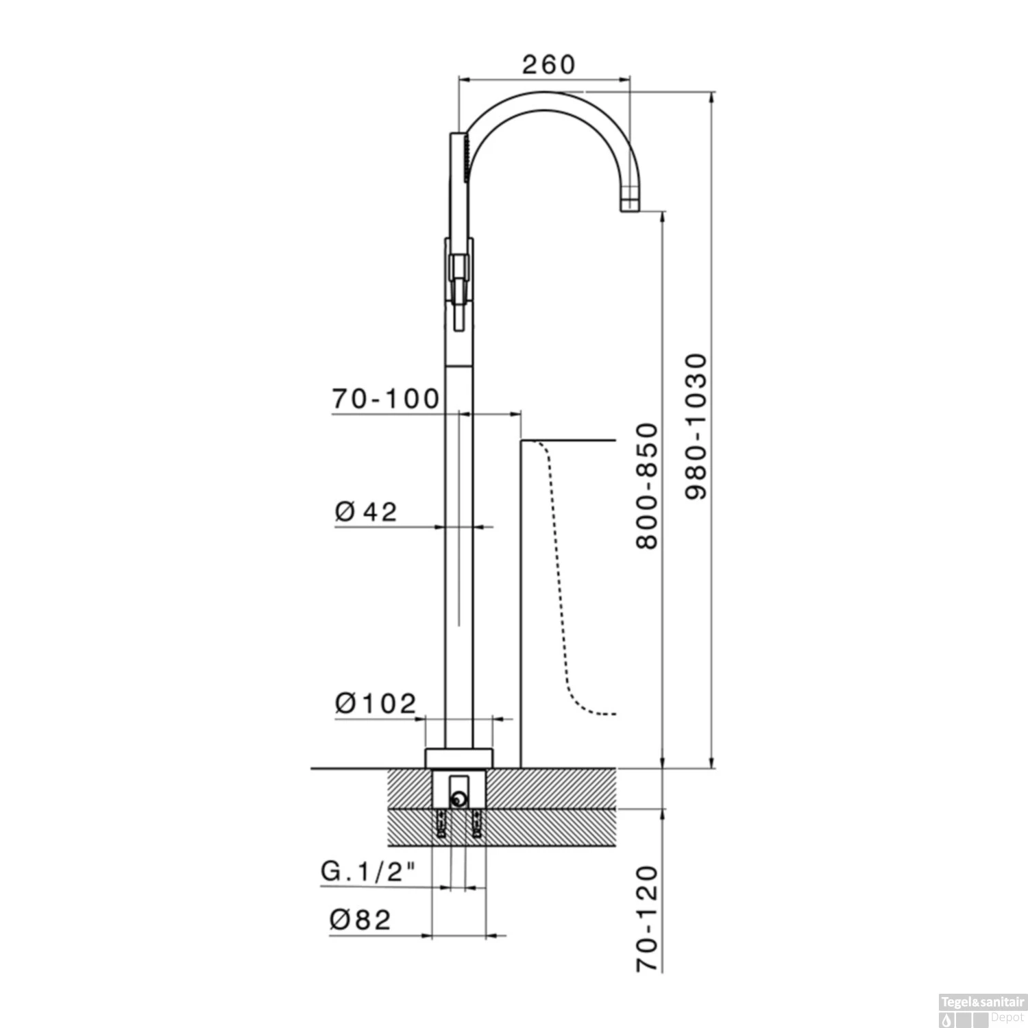 Vrijstaande Badkraan Salenzi Giro Gegalvaniseerd Geborsteld Messing Goud 6 Vrijstaande Badkraan Salenzi Giro Gegalvaniseerd Geborsteld Messing Goud - Afbeelding 4