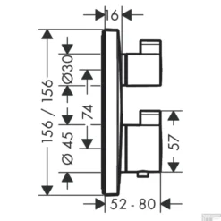 Hansgrohe Ecostat Regendoucheset Inbouw Wanduitloop Met Handdouche En Hoofddouche 20cm Thermostaat Vierkant Chroom -Exporteren Badkamer Top Winkel 15714000 tekening 1