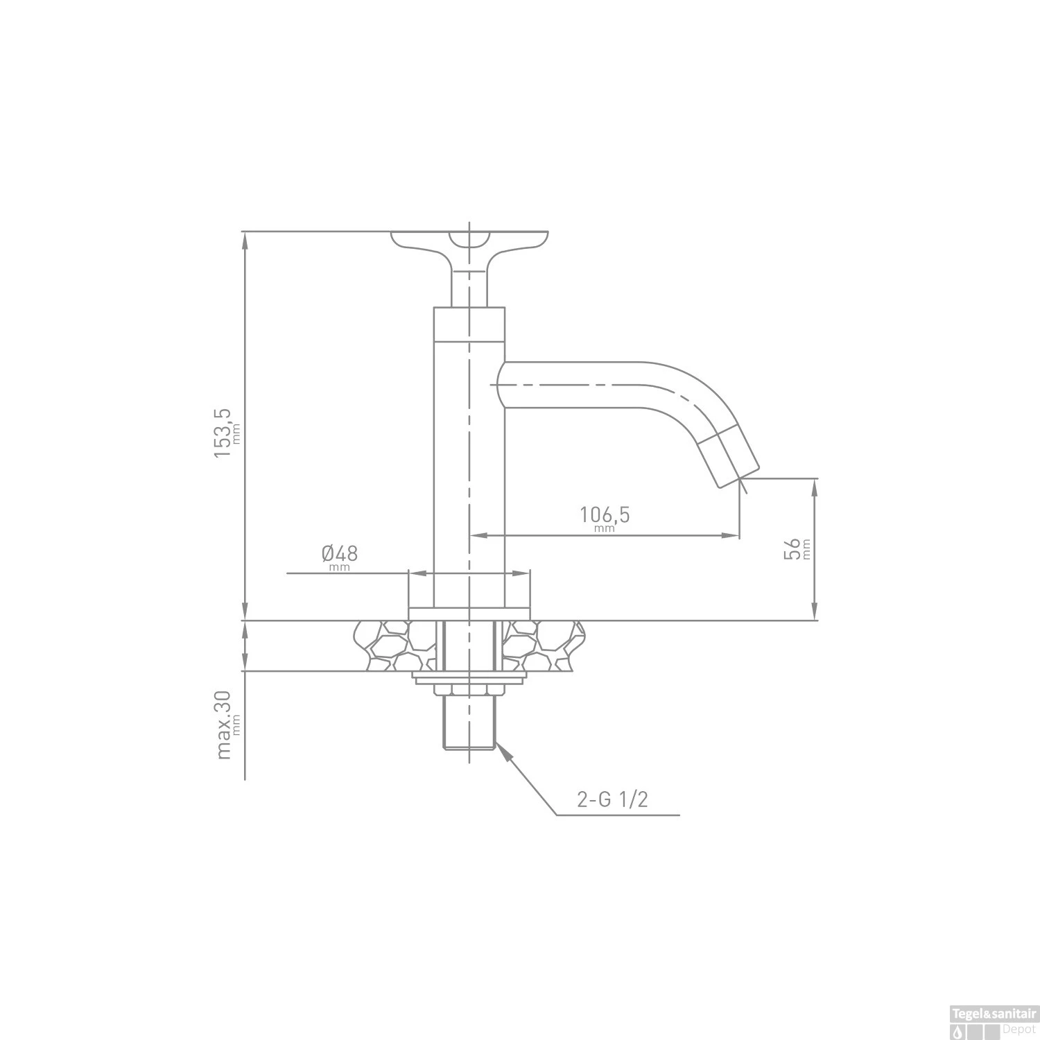 Fonteinkraan VM Go Sign 11.7x26x6.6 Cm Chroom 4 Fonteinkraan VM Go Sign 11.7x26x6.6 Cm Chroom - Afbeelding 2