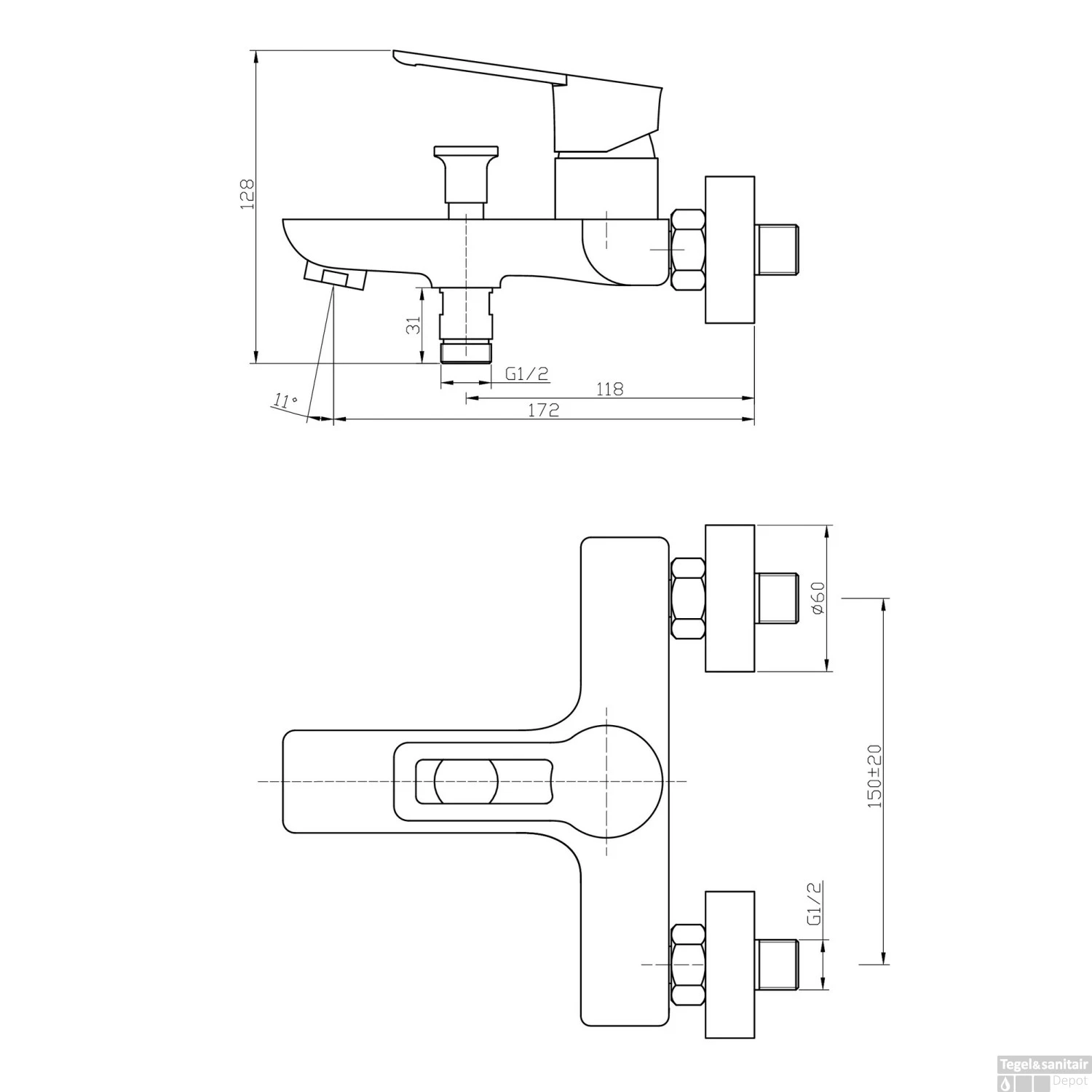 Bad/Douchekraan Sanimar Tirreno Compleet Gunmetal 4 Bad/Douchekraan Sanimar Tirreno Compleet Gunmetal - Afbeelding 2