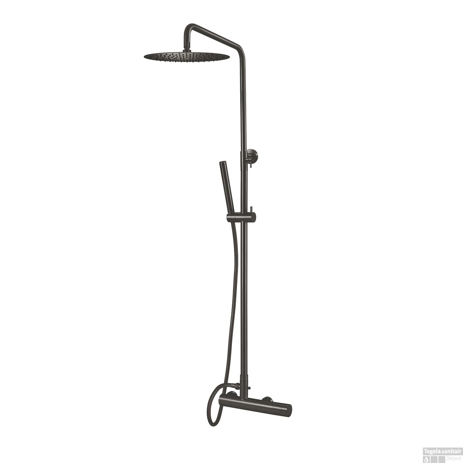 Opbouw Regendoucheset Qisani Flow Thermostatisch Geborsteld Gun Metal 3 Opbouw Regendoucheset Qisani Flow Thermostatisch Geborsteld Gun Metal