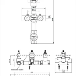 Inbouwdeel 3-wegs Douchethermostaat 5 Inbouwdeel 3-wegs Douchethermostaat -Exporteren Badkamer Top Winkel 29.2501 3