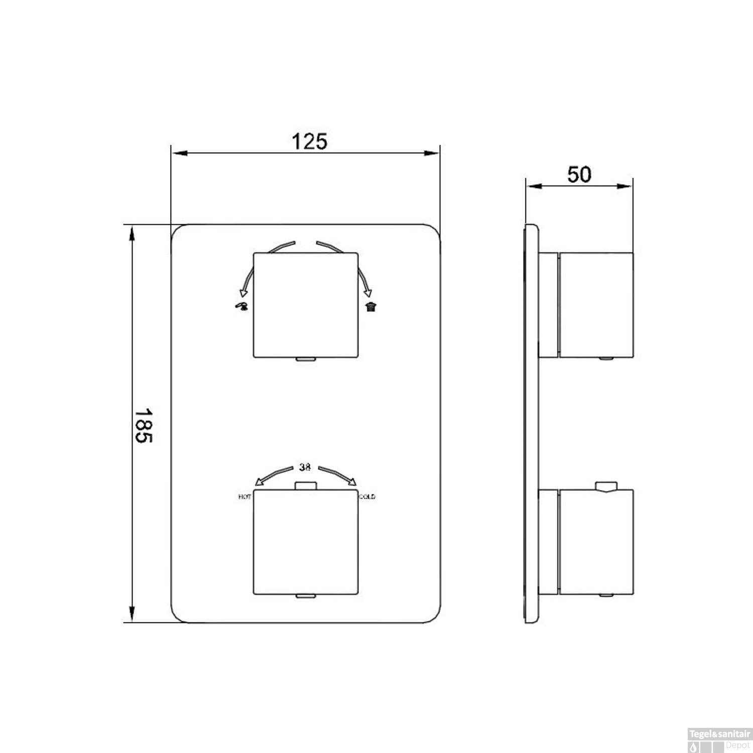 Thermostatische Inbouw Regendouche Set Wiesbaden Type 126 Wandarm Ufo 20 Cm Vierkant Incl. Inbouwdeel 7 Thermostatische Inbouw Regendouche Set Wiesbaden Type 126 Wandarm Ufo 20 Cm Vierkant Incl. Inbouwdeel - Afbeelding 5