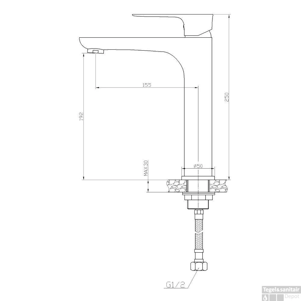 Wastafelmengkraan Larga Hoog En Wit Chroom 4 Wastafelmengkraan Larga Hoog En Wit Chroom - Afbeelding 2