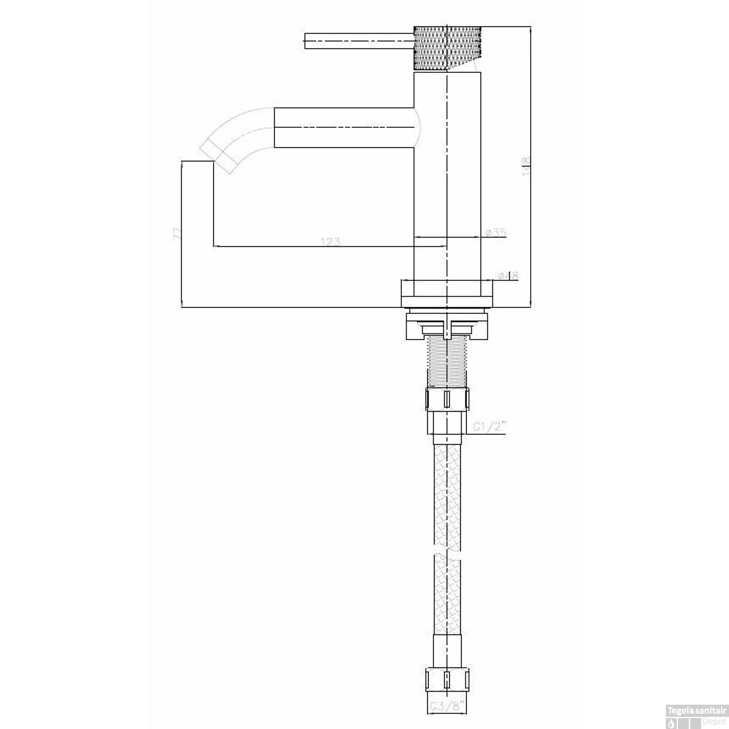 Fonteinkraan Wiesbaden Ribbd 1/2" Gunmetal 4 Fonteinkraan Wiesbaden Ribbd 1/2" Gunmetal - Afbeelding 2