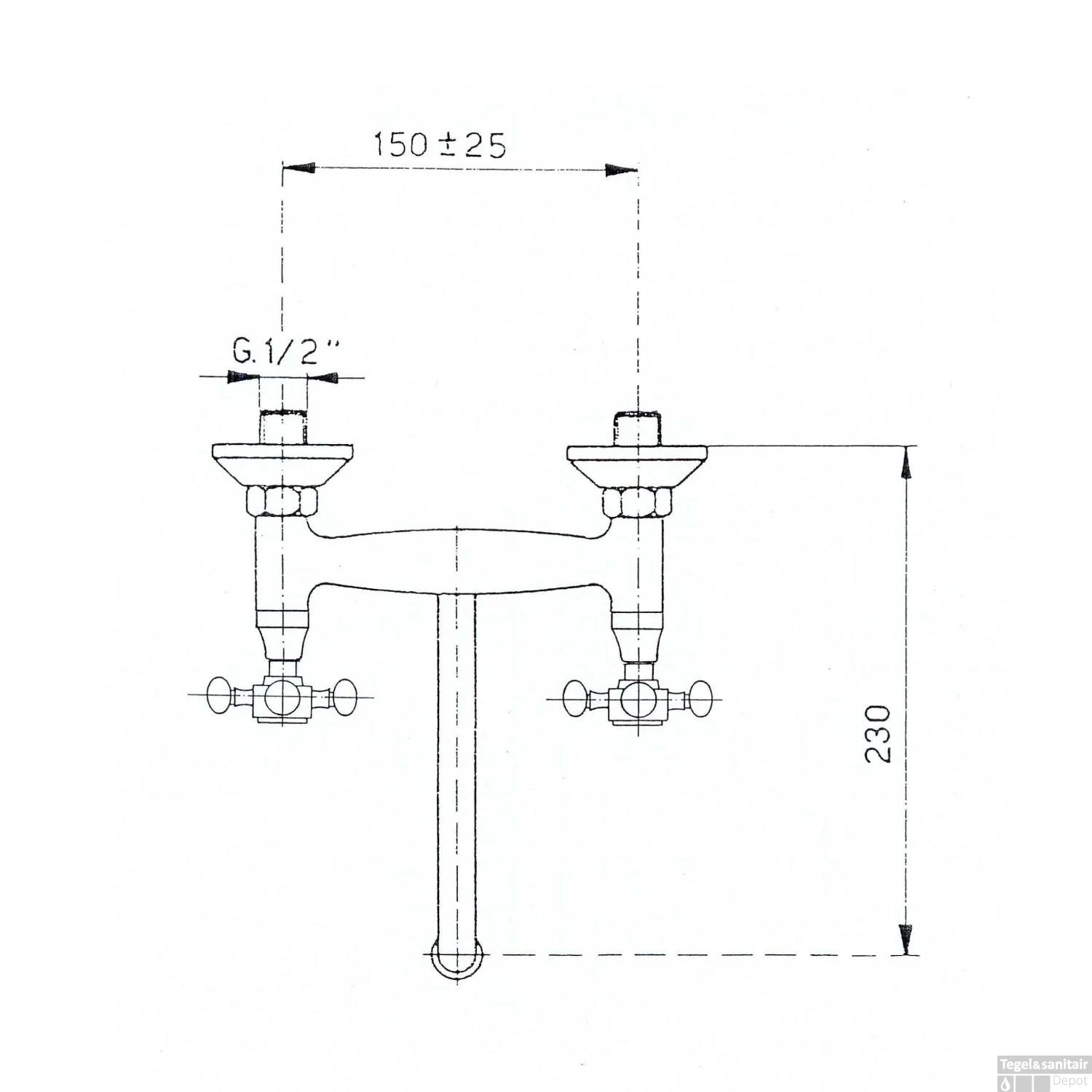 Inbouw Wastafelmengkraan Sapho Antea 2-knop Gebogen Uitloop 19 Cm Goud - Afbeelding 2