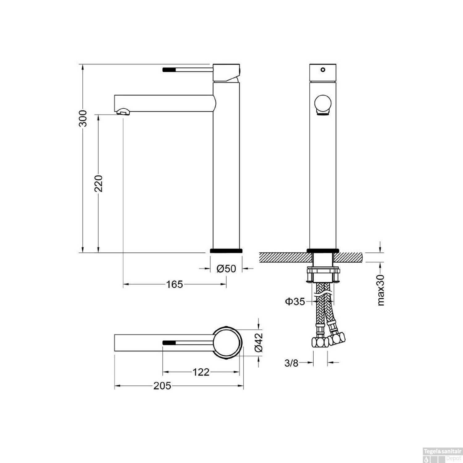 Wastafelmengkraan Best Design Sulgen 30 Cm 1-hendel Chroom 4 Wastafelmengkraan Best Design Sulgen 30 Cm 1-hendel Chroom - Afbeelding 2
