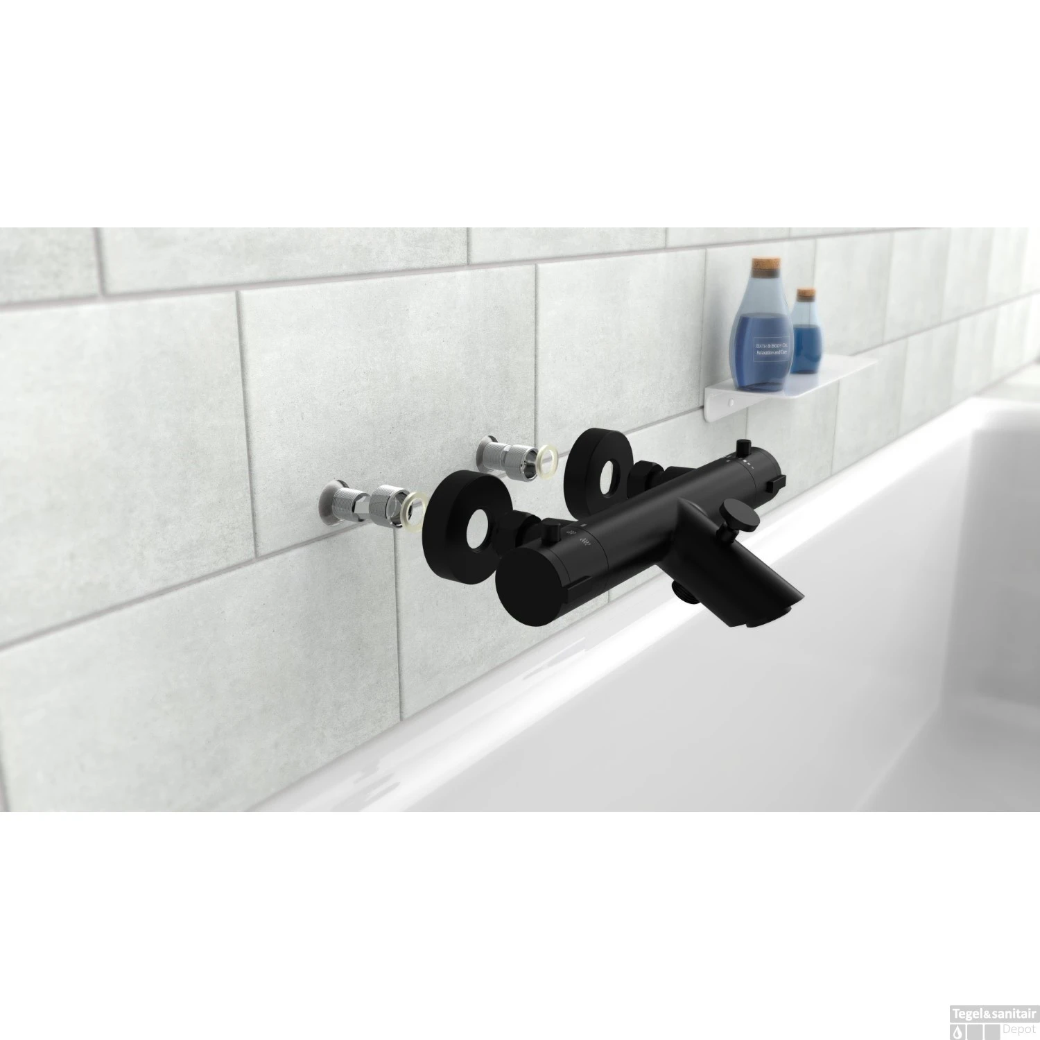 Thermostatische Badkraan Schutte London Messing Mat Zwart 14 Thermostatische Badkraan Schutte London Messing Mat Zwart - Afbeelding 12