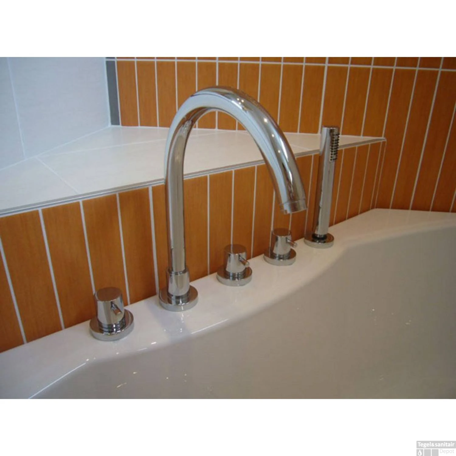 Badrandkraan Sapho Airtech 3-knop Mengkraan Compleet 5-gats Chroom 4 Badrandkraan Sapho Airtech 3-knop Mengkraan Compleet 5-gats Chroom - Afbeelding 2