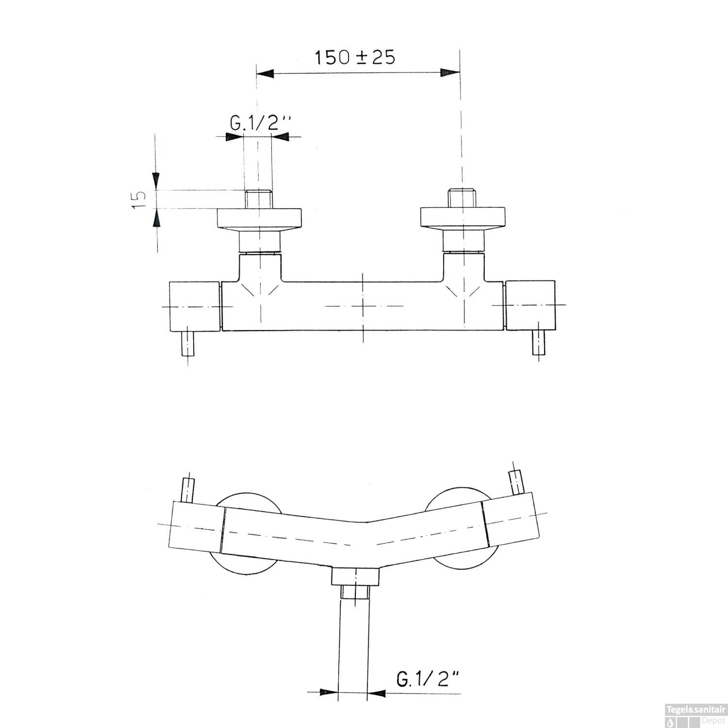 Opbouw Douchekraan Sapho Airtech Mengkraan Onder 2-knop Chroom 4 Opbouw Douchekraan Sapho Airtech Mengkraan Onder 2-knop Chroom - Afbeelding 2