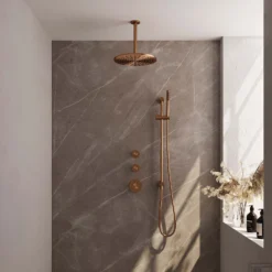 Thermostatisch Inbouwdoucheset Brauer Copper 30cm Hoofddouche Plafondarm Staafhanddouche Op Glijstang Koper