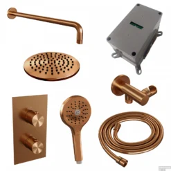 Inbouw Regendouche Set Brauer Copper Edition Gebogen Wanduitloop Ronde Hoofddouche 20 Cm Met Handdouche 3 Standen Koper -Exporteren Badkamer Top Winkel 5 gk 056 2 sfeer