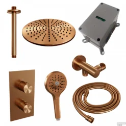 Inbouw Regendouche Set Brauer Copper Edition Plafond Uitloop Ronde Hoofddouche 30 Cm Met Handdouche 3 Standen Koper -Exporteren Badkamer Top Winkel 5 gk 061 2 sfeer