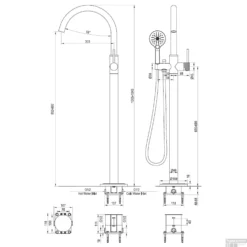 Badkraan Vrijstaand Brauer Copper Carving Met Handdouche 3-Standen Geborsteld Koper -Exporteren Badkamer Top Winkel 5 gk 084 2 tech