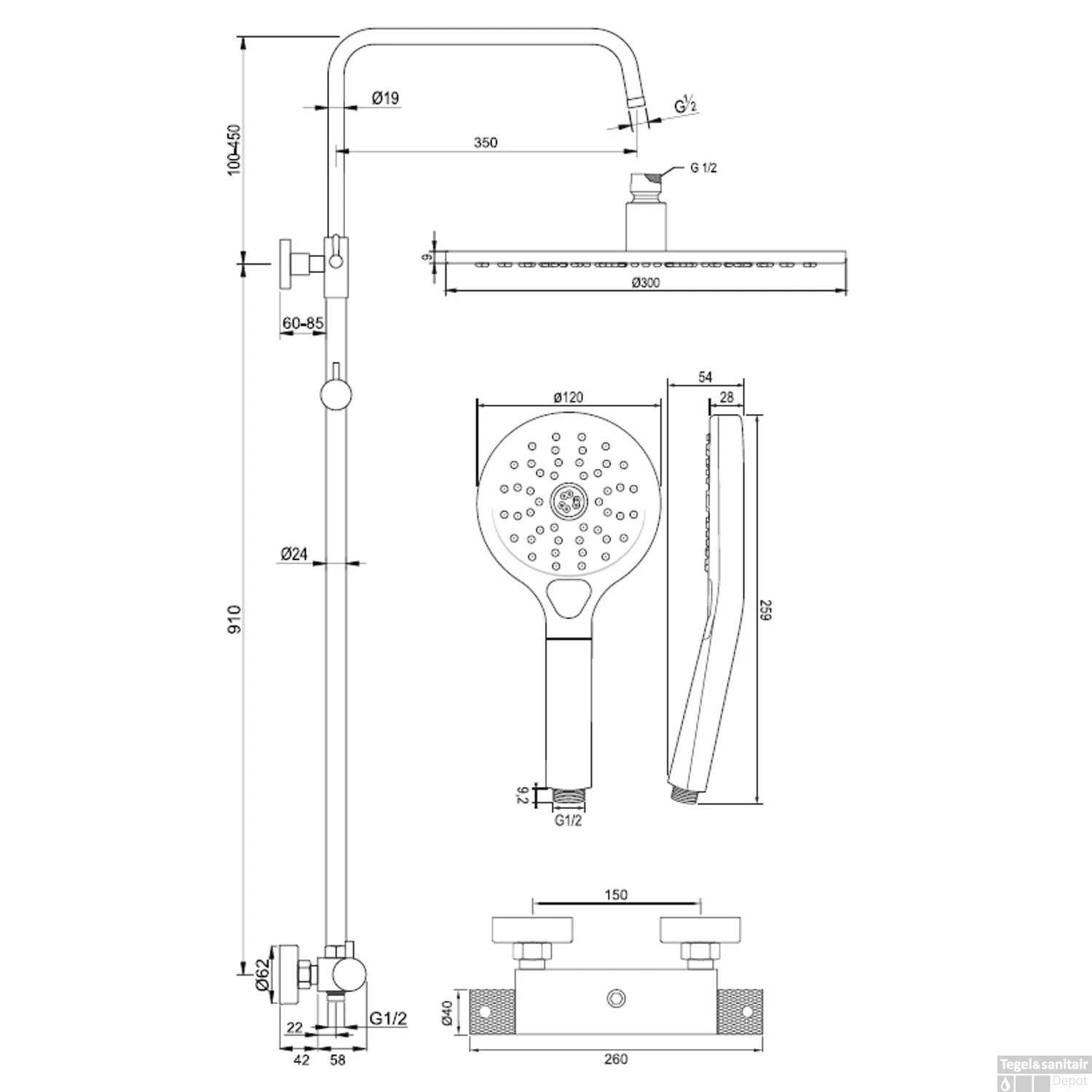 Regendoucheset Opbouw Brauer Copper Carving 30 Cm Thermostatisch Met Handdouche 3-Standen Geborsteld Koper 8 Regendoucheset Opbouw Brauer Copper Carving 30 Cm Thermostatisch Met Handdouche 3-Standen Geborsteld Koper - Afbeelding 6