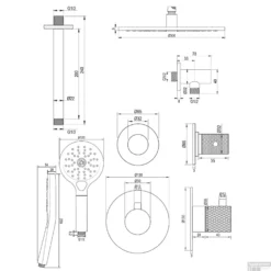 Regendoucheset Inbouw Brauer Copper Carving Thermostatisch 30cm Met Plafondarm En Handdouche 3-Standen Losse Stopkranen Geborsteld Koper -Exporteren Badkamer Top Winkel 5 gk 108 tech