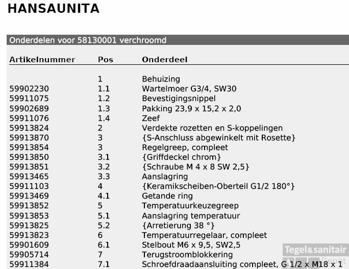 Hansa Unita Douchethermostaat Zonder S-koppelingen Chroom 7 Hansa Unita Douchethermostaat Zonder S-koppelingen Chroom - Afbeelding 5