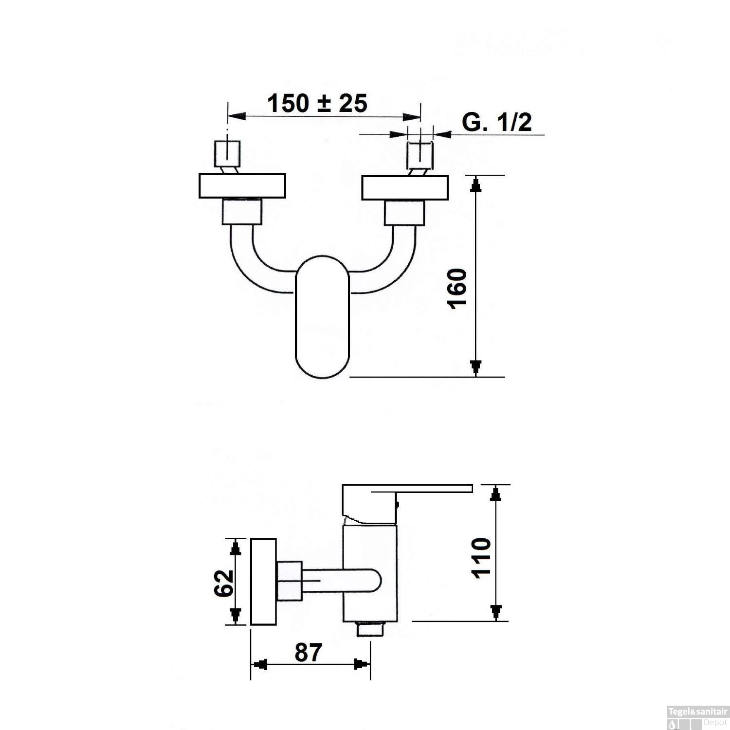Opbouw Douchekraan Sapho Dandy Mengkraan 1-hendel Chroom 4 Opbouw Douchekraan Sapho Dandy Mengkraan 1-hendel Chroom - Afbeelding 2