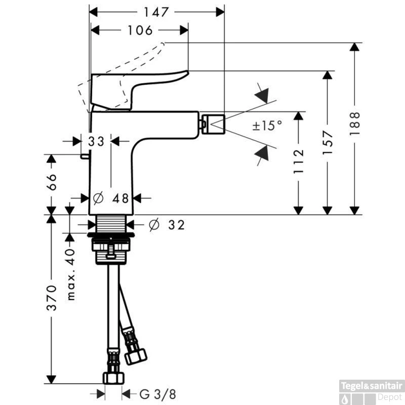 Hansgrohe Metris Bidetkraan Met Waste Chroom 4 Hansgrohe Metris Bidetkraan Met Waste Chroom - Afbeelding 2