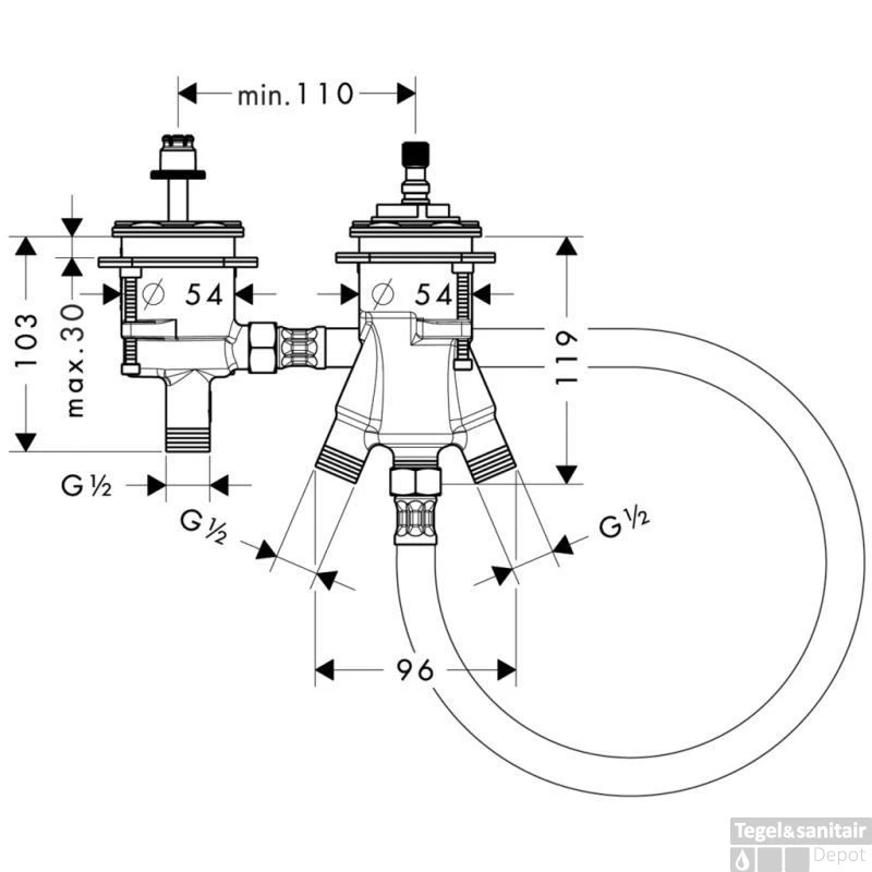 Hansgrohe Universeel Basisgarn.voor 2-gats Badrandcombinatie 4 Hansgrohe Universeel Basisgarn.voor 2-gats Badrandcombinatie - Afbeelding 2