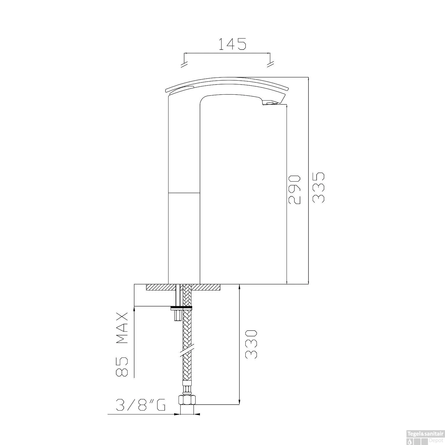 Wastafelmengkraan Sapho Flo 1-hendel Gebogen Hoog 33.5 Cm Chroom 5 Wastafelmengkraan Sapho Flo 1-hendel Gebogen Hoog 33.5 Cm Chroom - Afbeelding 3