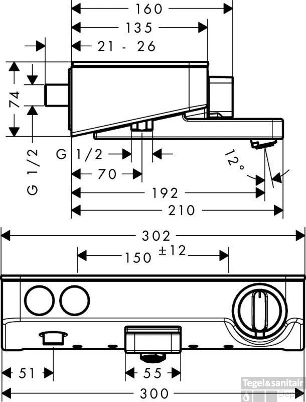 Hansgrohe Select Shower Tablet 300 Badthermostaat Met Omstel Chroom 4 Hansgrohe Select Shower Tablet 300 Badthermostaat Met Omstel Chroom - Afbeelding 2