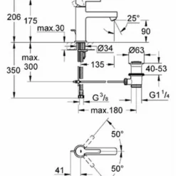 Grohe Lineare Wastafelkraan Medium Met Trekwaste Chroom -Exporteren Badkamer Top Winkel 75310