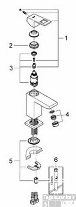 Grohe Eurocube Wastafelkraan Es Zonder Waste Chroom 6 Grohe Eurocube Wastafelkraan Es Zonder Waste Chroom - Afbeelding 4