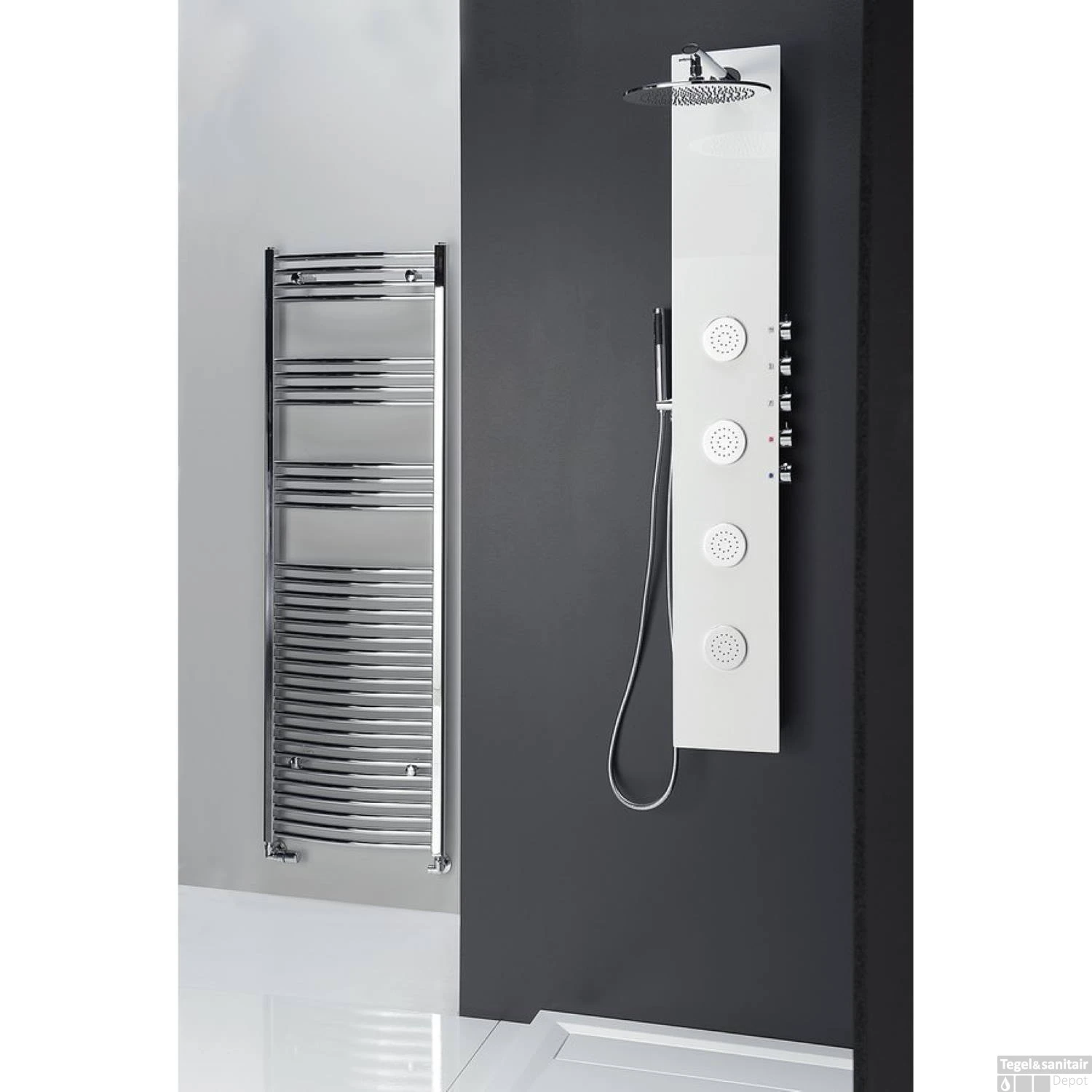 Douchepaneel Sapho 5Side 155x25 Cm Mengkraan Rond Wit 4 Douchepaneel Sapho 5Side 155x25 Cm Mengkraan Rond Wit - Afbeelding 2