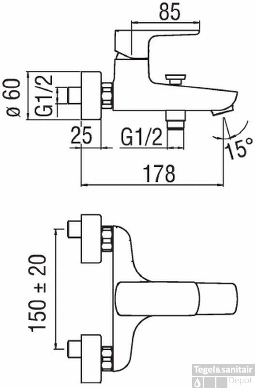 B&w-luxury Fortuna Badkraan Met Omstel Chroom 4 B&w-luxury Fortuna Badkraan Met Omstel Chroom - Afbeelding 2