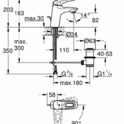 Grohe Eurostyle New M-size Wastafelkraan Met Waste Moonwhite -Exporteren Badkamer Top Winkel 90048