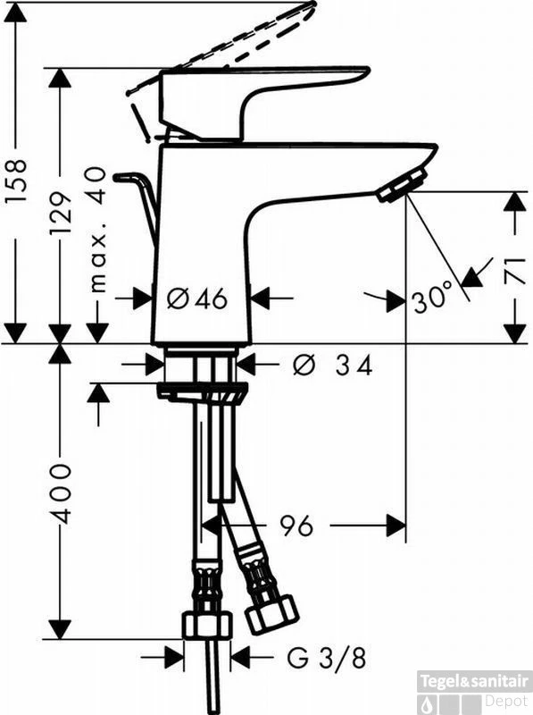Hansgrohe Talis E Wastafelkraan 80 Met Waste Chroom 4 Hansgrohe Talis E Wastafelkraan 80 Met Waste Chroom - Afbeelding 2