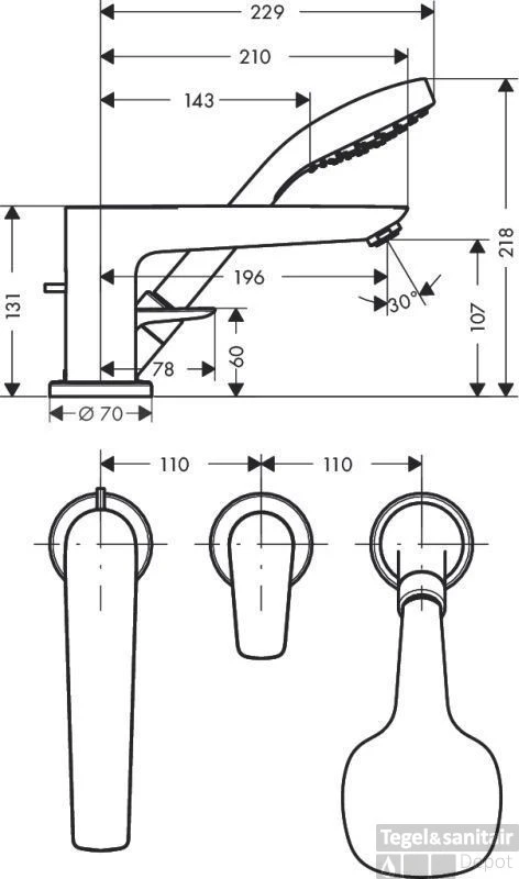 Hansgrohe Talis E Afdekset 3-gats Badrandcombinatie Chroom 4 Hansgrohe Talis E Afdekset 3-gats Badrandcombinatie Chroom - Afbeelding 2