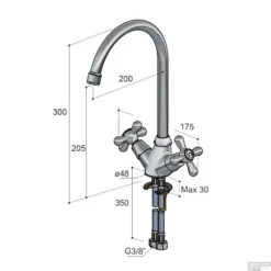 Keukenmengkraan Hotbath Amice 2-kruisgreep Draaibare Uitloop Geborsteld Nikkel -Exporteren Badkamer Top Winkel a040gn keukenmengkraan hotbath amice 2 kruisgreep draaibare uitloop geborsteld nikkel tech 1