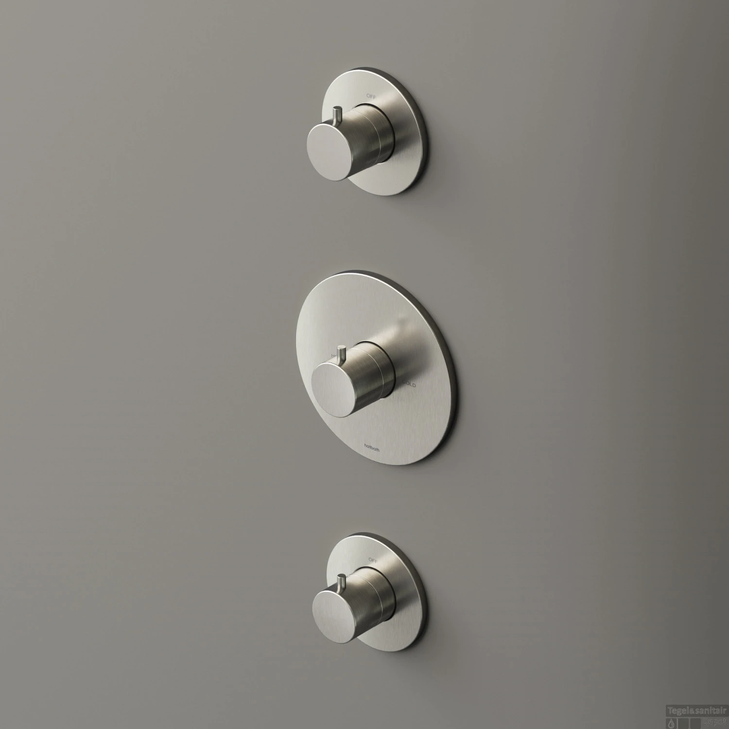 Douchethermostaat Hotbath Buddy Inbouw 2 Stopkranen Geborsteld Nikkel (excl. Inbouwdeel)