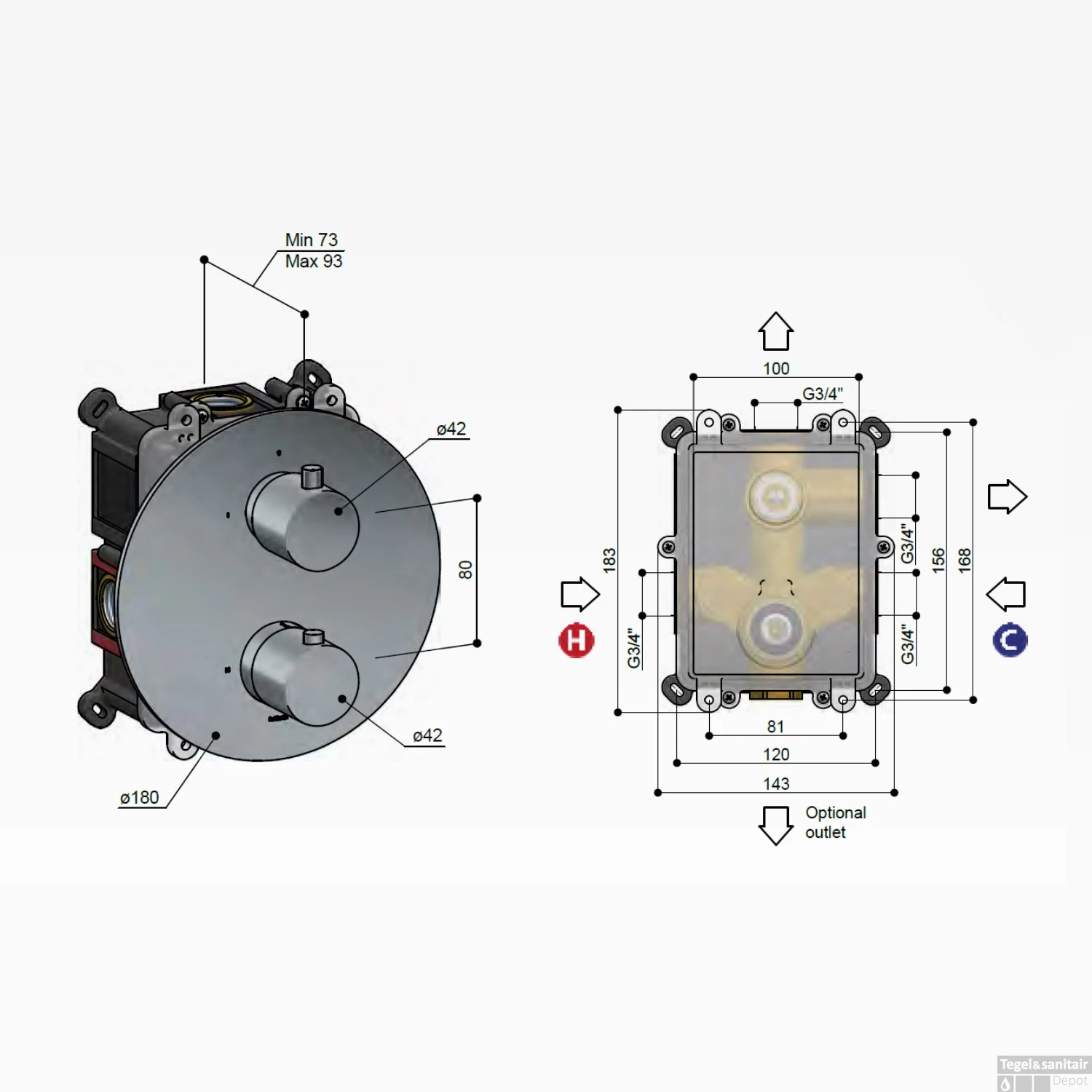 Douchethermostaat Hotbath Buddy Inbouw 1 Stopkraan Rond Chroom (excl. Inbouwdeel) 5 Douchethermostaat Hotbath Buddy Inbouw 1 Stopkraan Rond Chroom (excl. Inbouwdeel) - Afbeelding 3