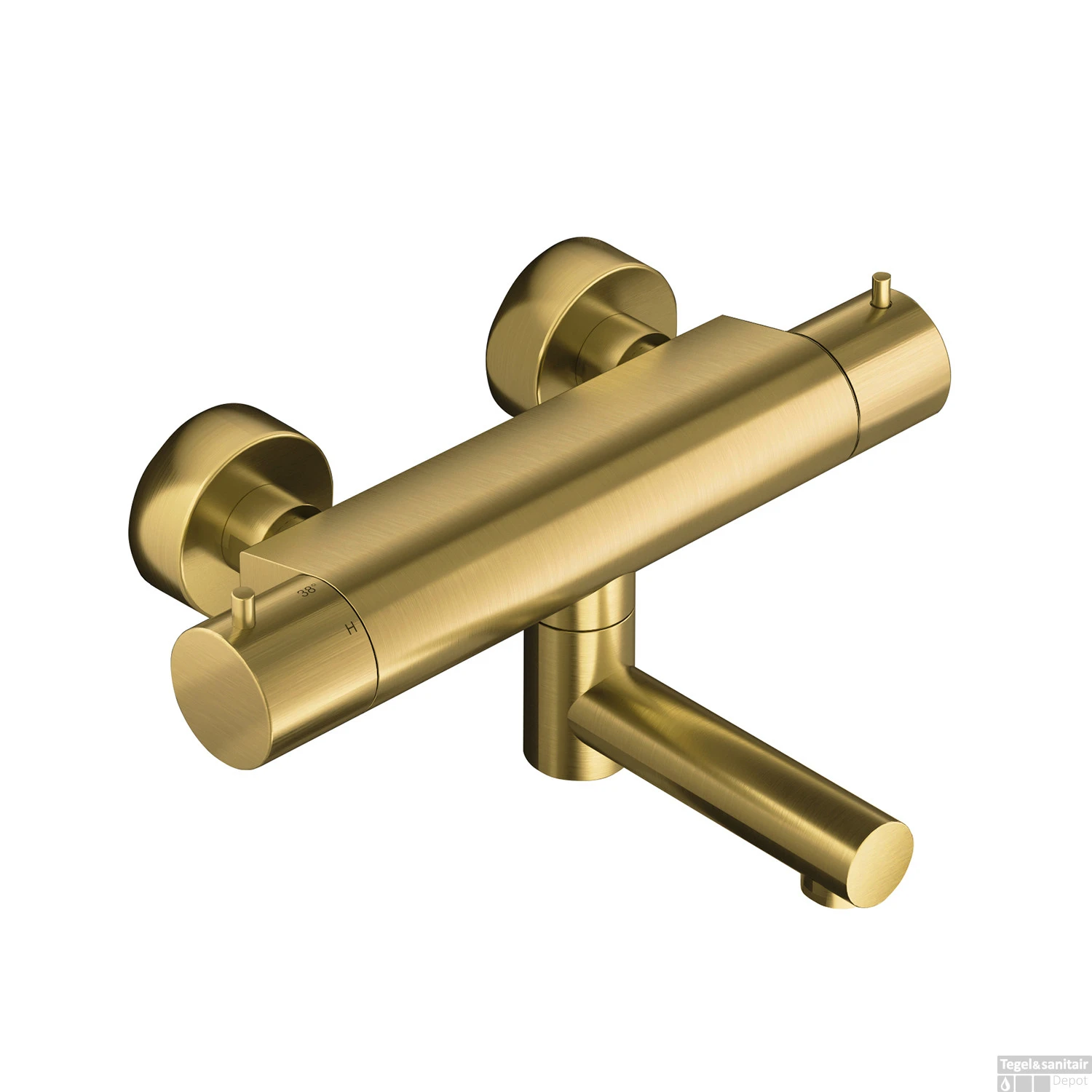 Badthermostaat Hotbath Cobber Opbouw Wegdraaibare Omstel 2-knop Chroom Geborsteld Messing