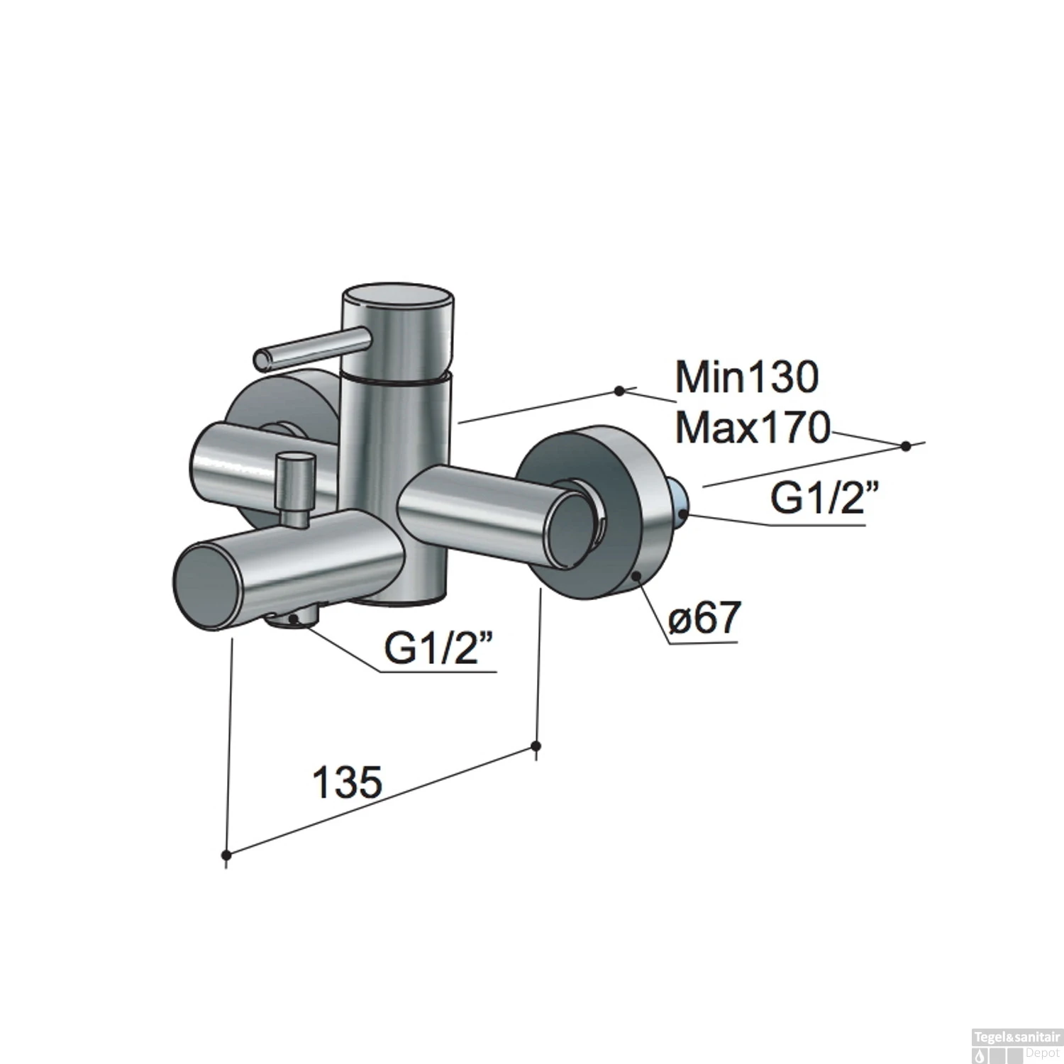 Badmengkraan Hotbath Buddy Opbouw 1-hendel Geborsteld Nikkel 5 Badmengkraan Hotbath Buddy Opbouw 1-hendel Geborsteld Nikkel - Afbeelding 3