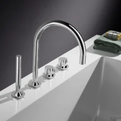 Badrandkraan Hotbath Buddy 2-knop Thermostatisch Compleet 4-gats Chroom