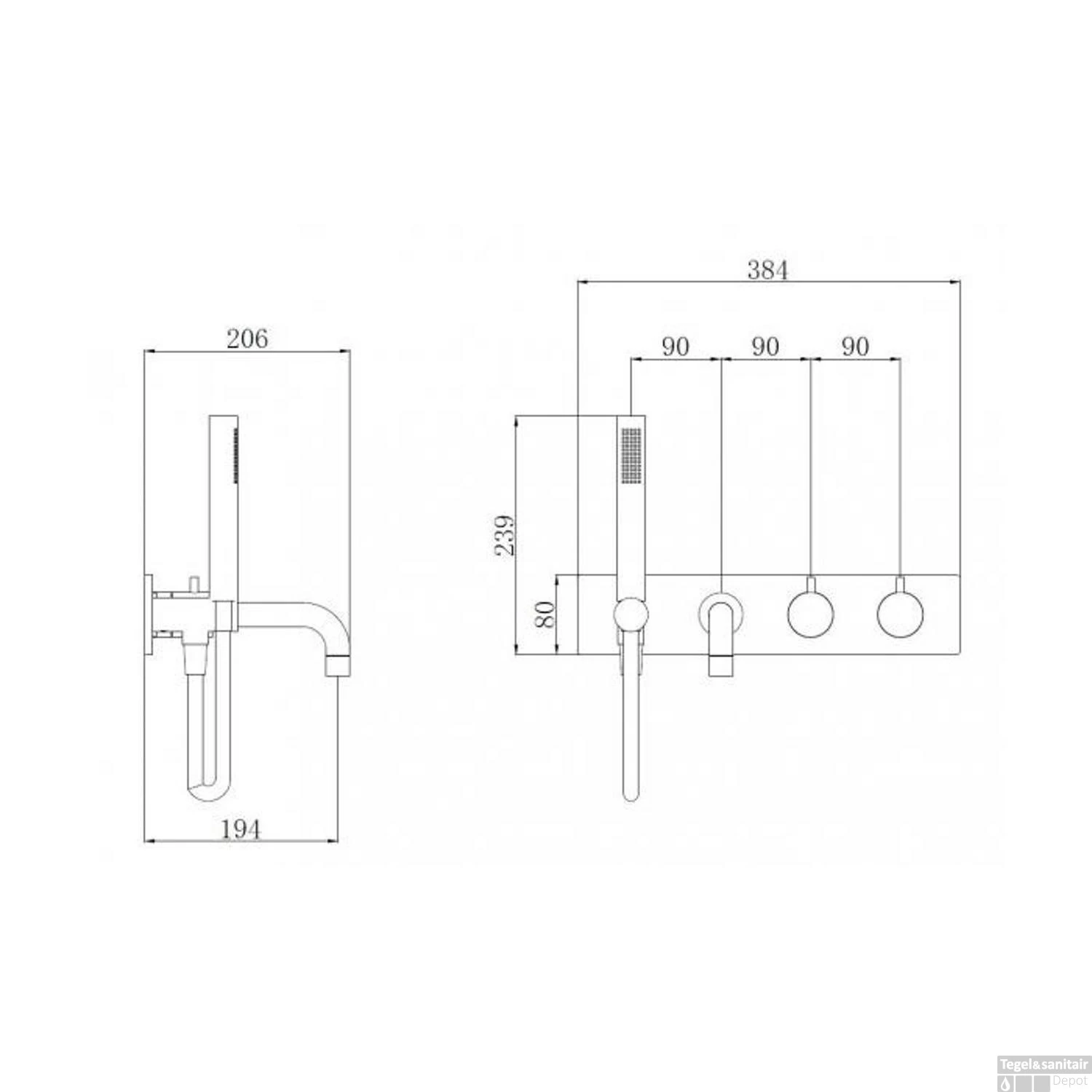 Badkraan Boss & Wessing Exclusive Thermostaat Inbouw 2-knops Mat Zwart 4 Badkraan Boss & Wessing Exclusive Thermostaat Inbouw 2-knops Mat Zwart - Afbeelding 2