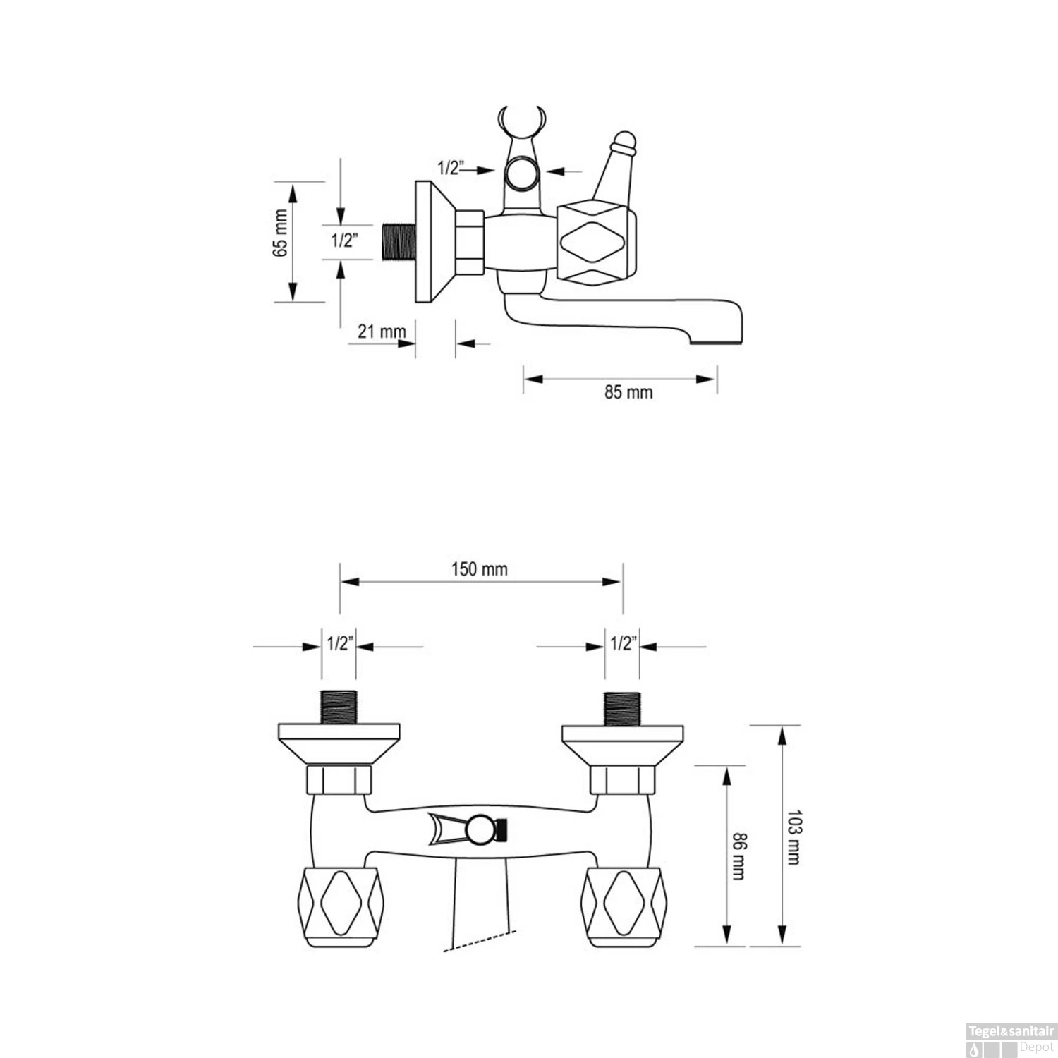Badmengkraan Plieger Start Met Omstel HOH 15 Cm Chroom 4 Badmengkraan Plieger Start Met Omstel HOH 15 Cm Chroom - Afbeelding 2
