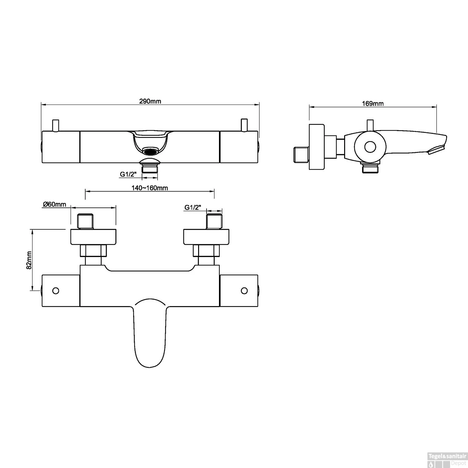 Badkraan Wiesbaden Caral Opbouw Thermostatisch Geborsteld Staal 4 Badkraan Wiesbaden Caral Opbouw Thermostatisch Geborsteld Staal - Afbeelding 2