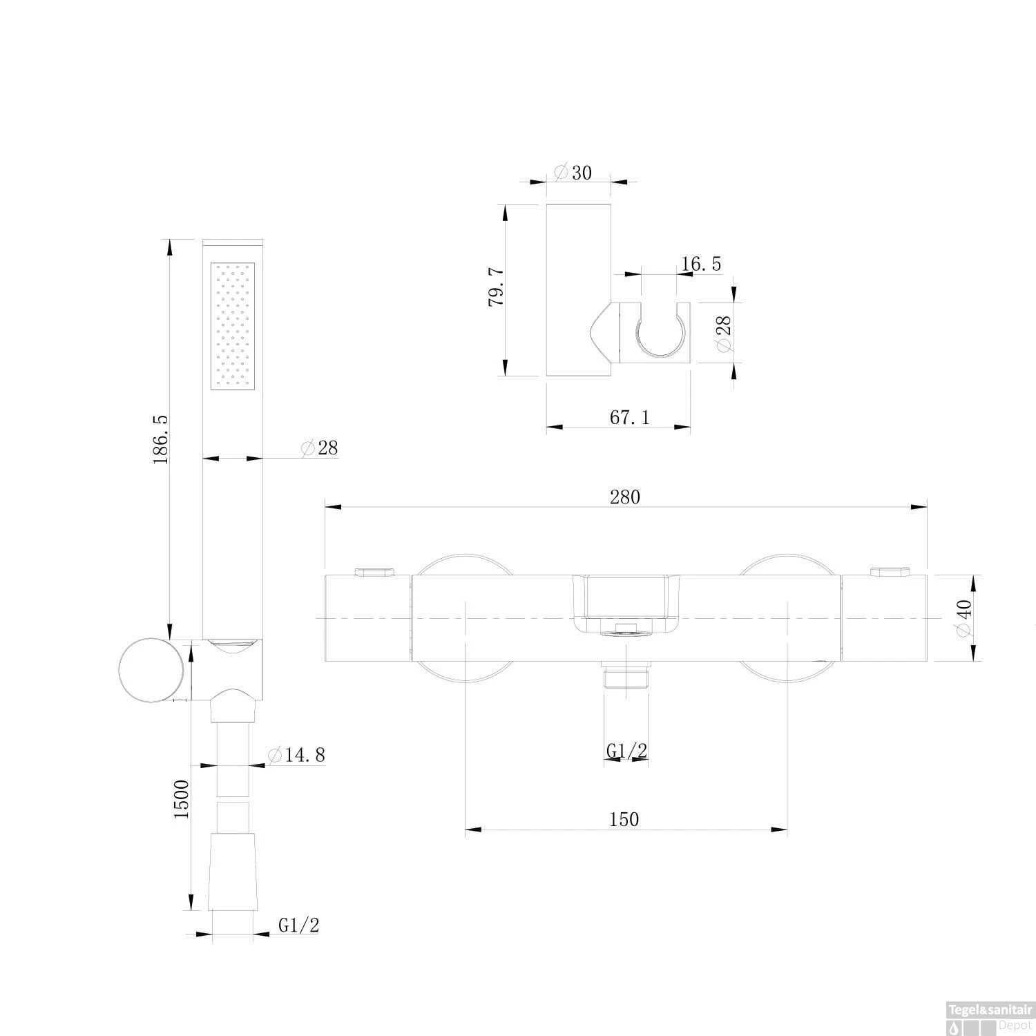 Badmengkraan Boss & Wessing Rise Incl. Handdouche Chroom 4 Badmengkraan Boss & Wessing Rise Incl. Handdouche Chroom - Afbeelding 2