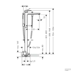 Badmengkraan Metropol HansGrohe Eengreeps Vloergemonteerd Mat Zwart -Exporteren Badkamer Top Winkel badmengkraan metropol hansgrohe eengreeps vloergemonteerd tech 3