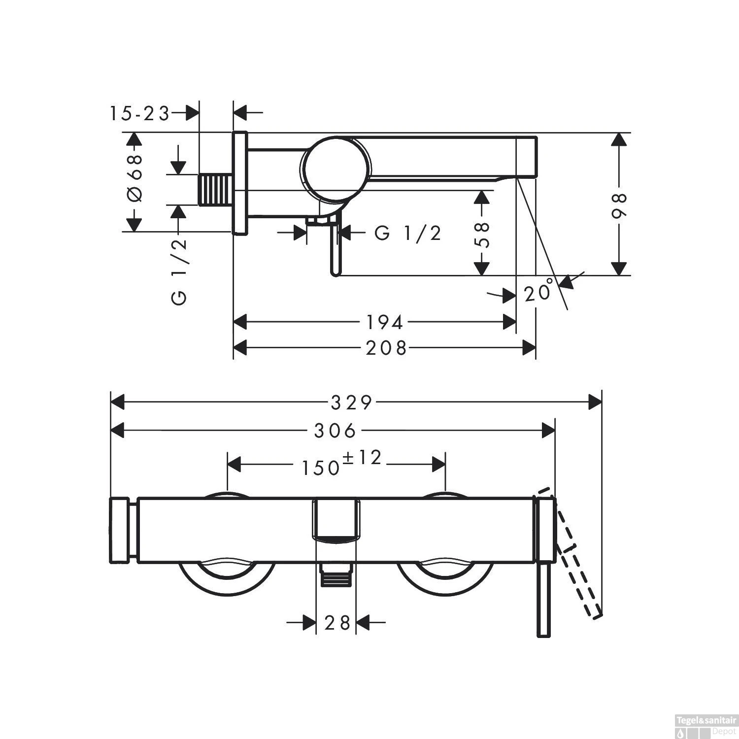 Badmengkraan Opbouw Finoris HansGrohe Eengreeps Mat Wit 5 Badmengkraan Opbouw Finoris HansGrohe Eengreeps Mat Wit - Afbeelding 3