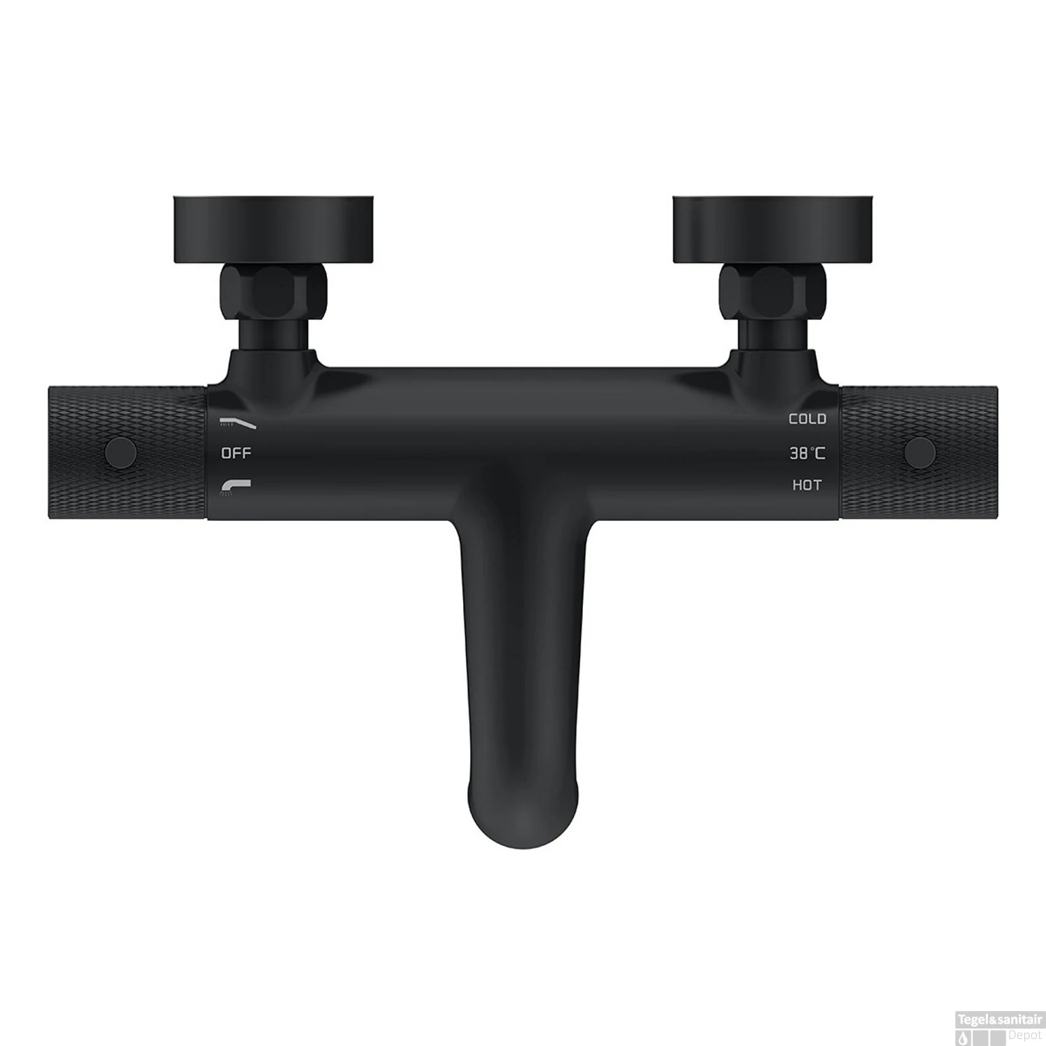 Badmengkraan Thermostatisch Wiesbaden Ribbd Hartafstand 15 Cm Mat Zwart 4 Badmengkraan Thermostatisch Wiesbaden Ribbd Hartafstand 15 Cm Mat Zwart - Afbeelding 2