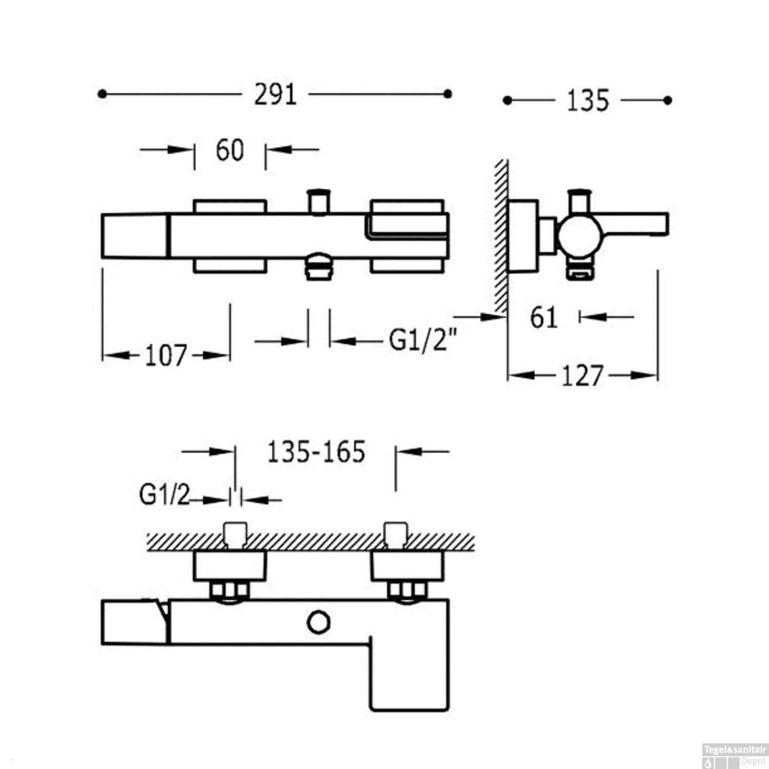 Badmengkraan Tres Project Waterval Met Handdouche 29.1x13.5 Cm Rond Chroom - Afbeelding 2