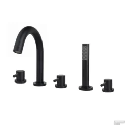 Badrand Combinatie Caral 5-gats Badrandkraan Compleet Mat Zwart