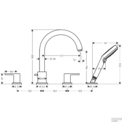 Badrandmengkraan HansGrohe Vernis Shape 4-Gats Chroom -Exporteren Badkamer Top Winkel badrandmengkraan hansgrohe vernis shape 4 gats tech